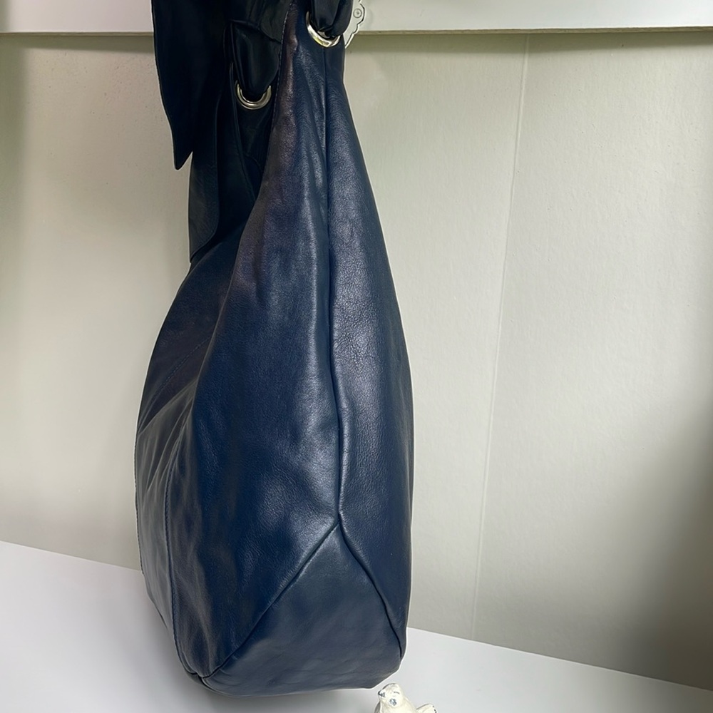 Furla Genuine Leather Hobo Shoulder Bag Navy - Picture 7 of 17
